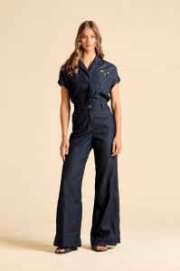 Denimowy kombinezon ze spodniami palazzo