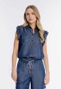 Koszula z ozdobnymi falbankami z lyocellu