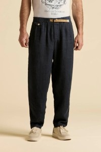 Lniane granatowe spodnie Comfort Fit