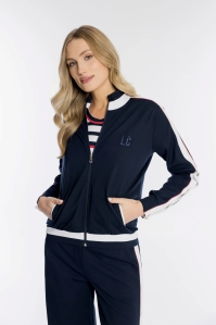 Granatowa rozpinana bluza z lampasami