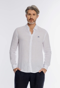 Lniana męska biała koszula Regular Fit