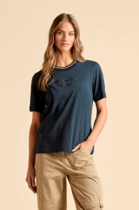 Damski granatowy t-shirt z logo