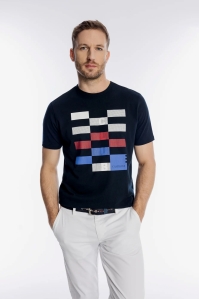 Granatowy męski t-shirt z nadrukiem