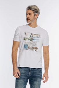 Męski biały t-shirt z nadrukiem
