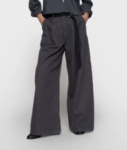 Damskie spodnie wide leg z paskiem