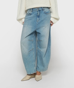 Damskie spodnie jeansowe barrel leg