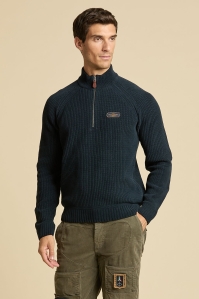Męski granatowy sweter ze stójką