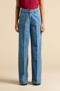 Damskie niebieskie jeansy palazzo